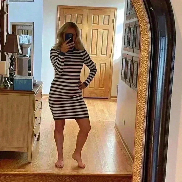 Milly Blue and White Striped Long Sleeved Sweater Dress Size Small - Picture 14 of 14